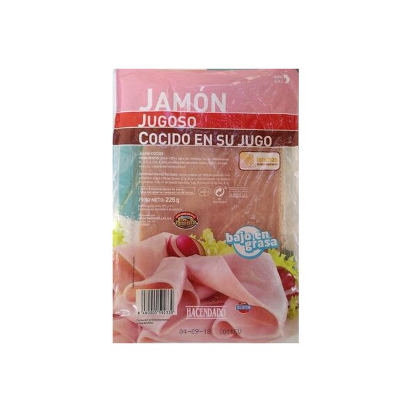 [8480000592330] Jamón jugoso cocido en su jugo Hacendado